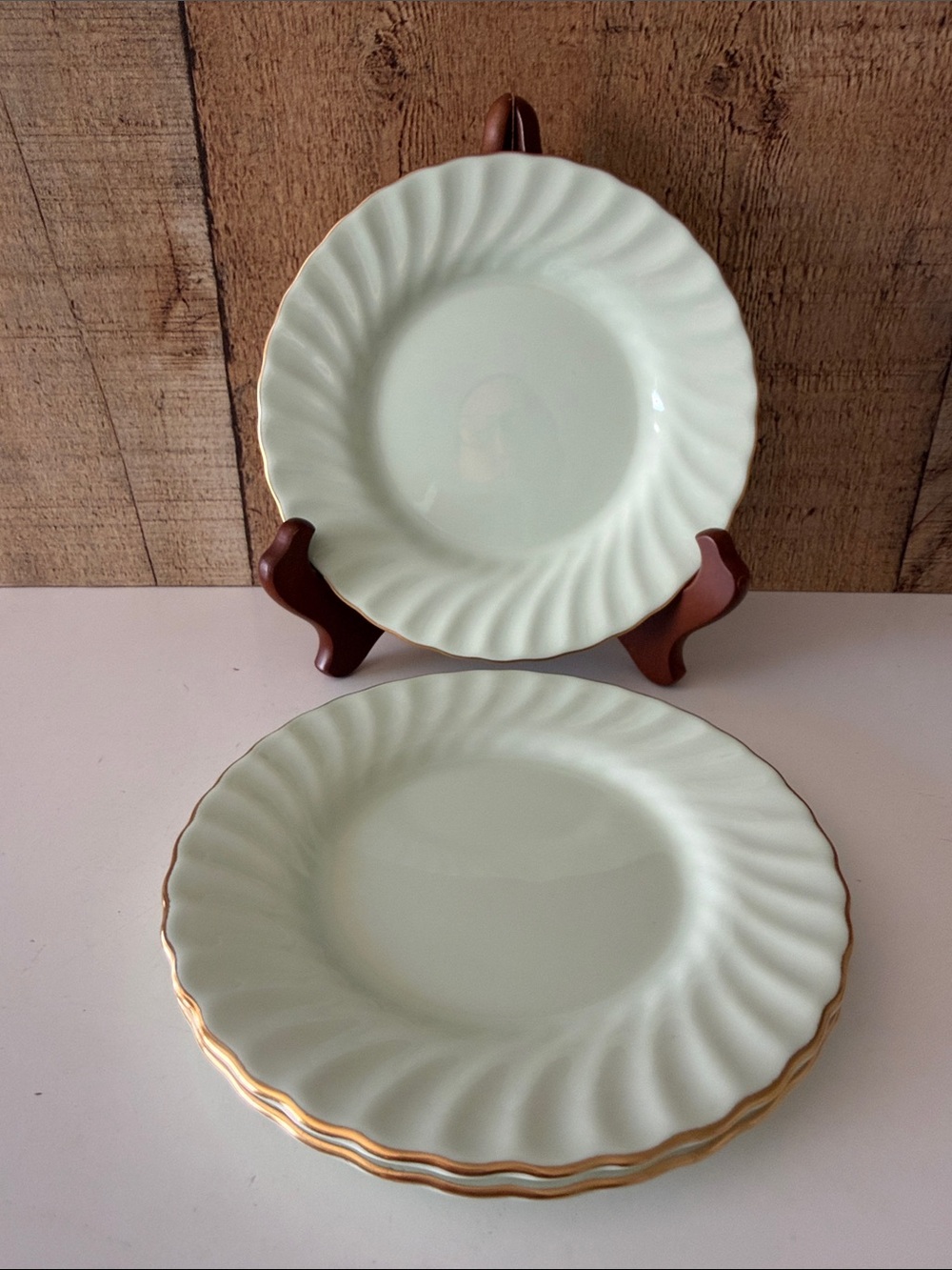 Vintage Minton Shell Green and Gold Swirl Bread & Butter Plates Sold Separately